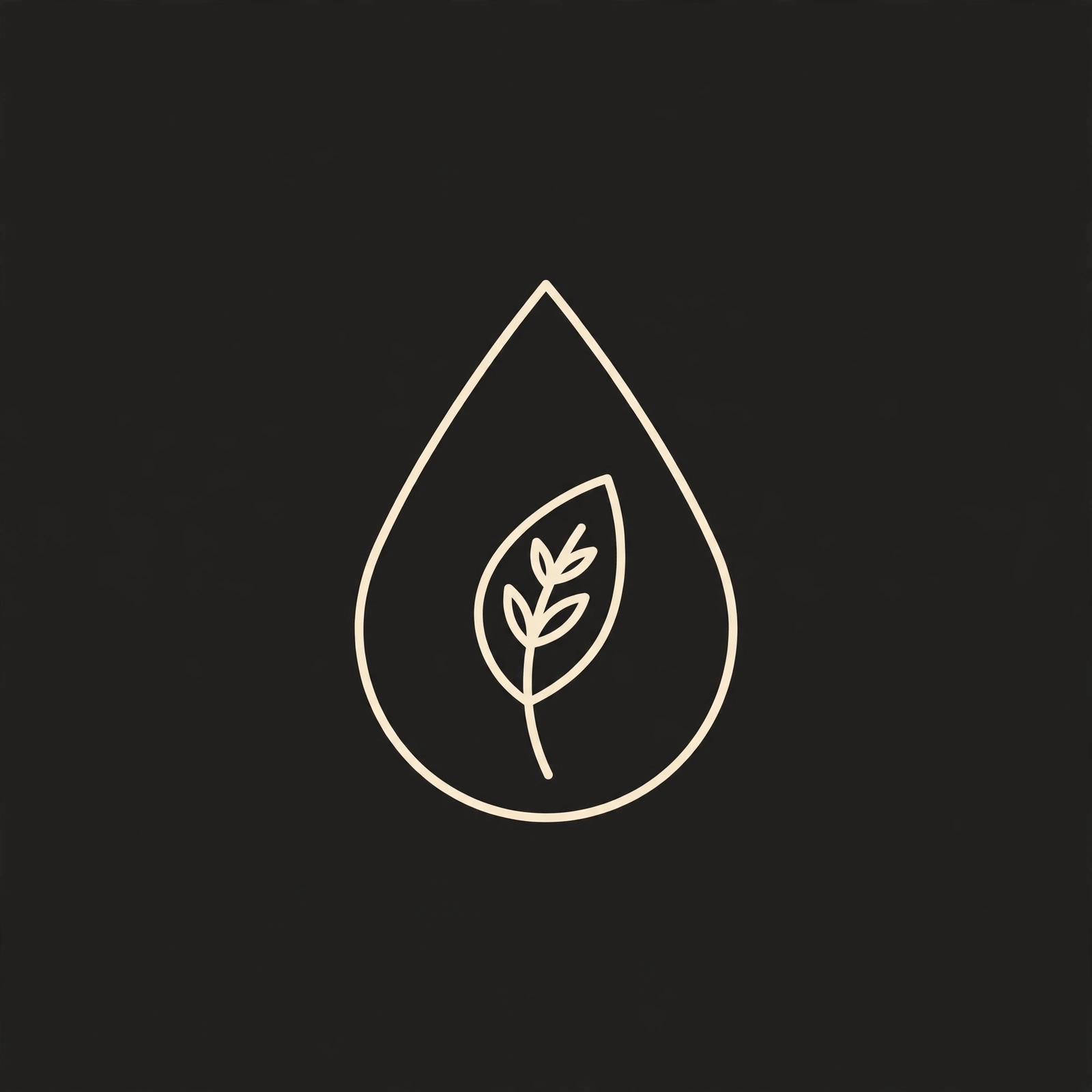 Minimal cleaning logo mark — droplet and leaf line art