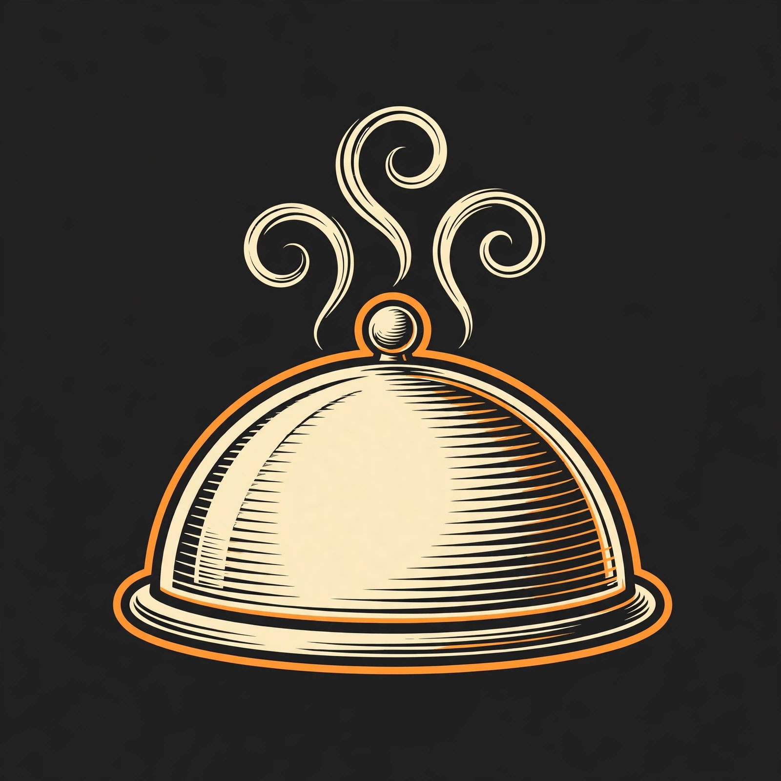 Classic food logo mark — chef cloche with steam