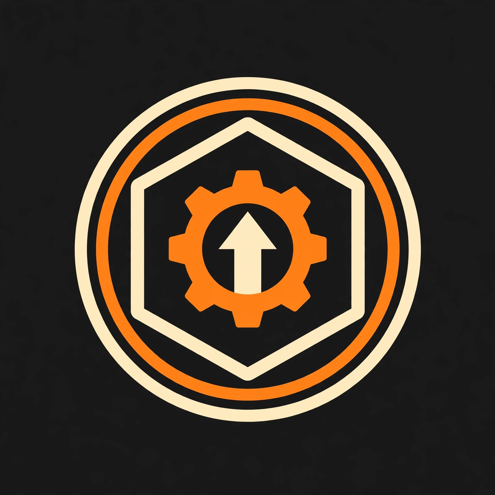 Badge tech logo mark — hexagonal gear emblem